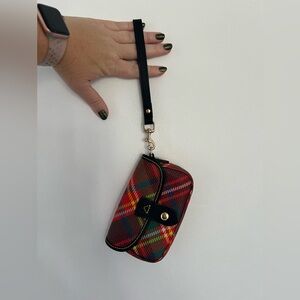 NWOT Dooney & Bourke holiday plaid wristlet/clutch